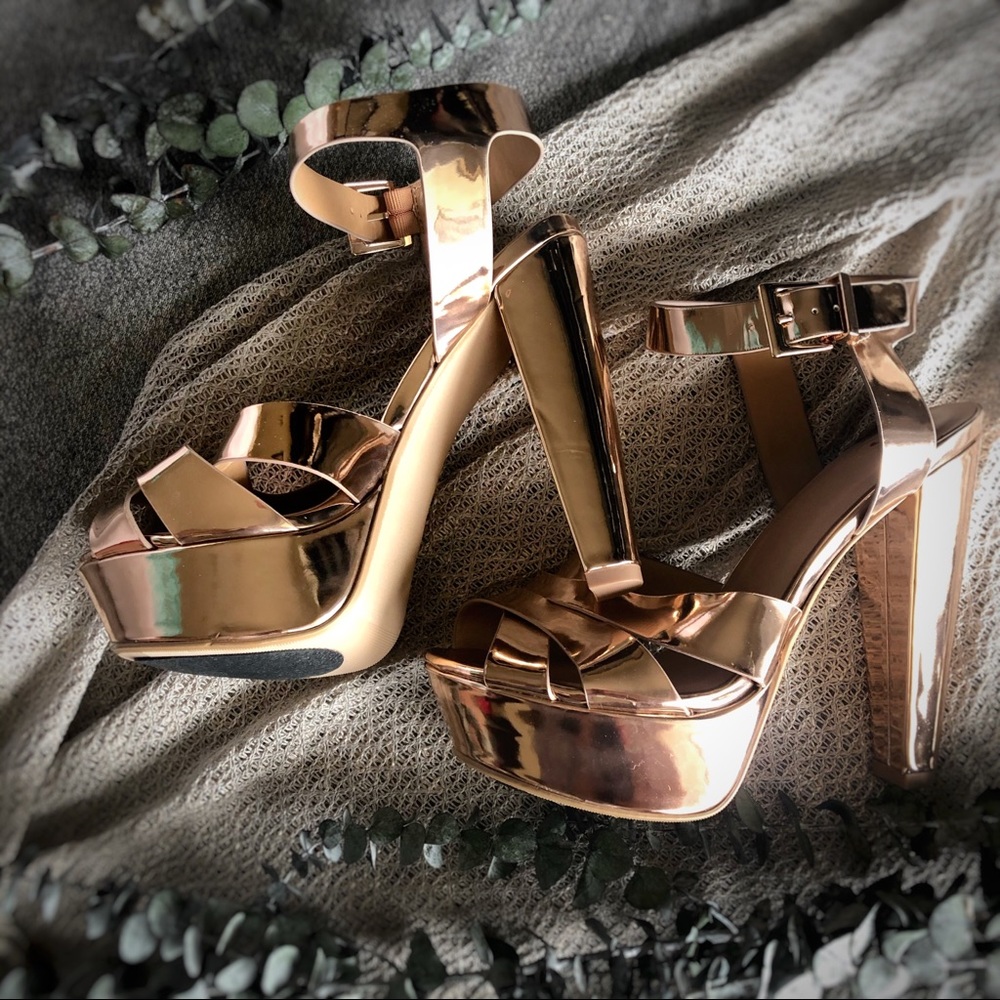 D Shoes Rose Gold Heels Pump Platform